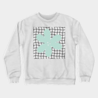 Abstract Flower on Grid - Pastel teal green Crewneck Sweatshirt